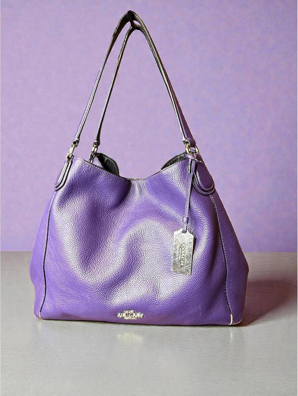 Coach Edie 31 Purple Pebbled Leather Shoulder Bag